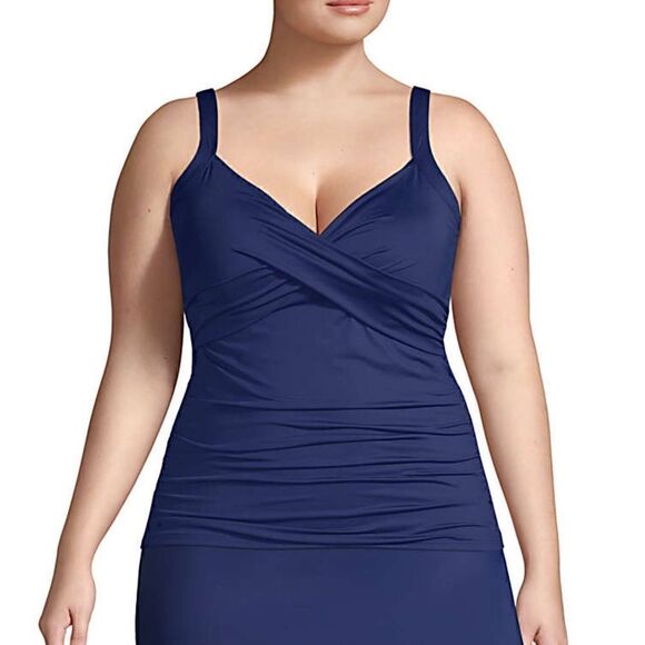 Land’s End Plus and Standard size v neck underwire tankini top blue Various - Picture 3 of 6